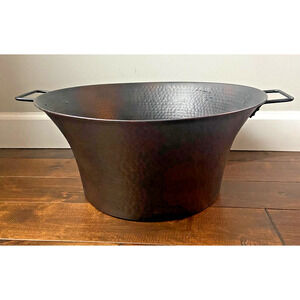 Large Brown Metal Ice Bucket Galvanized Beverage Tub/Cooler For Drinks, 8"H